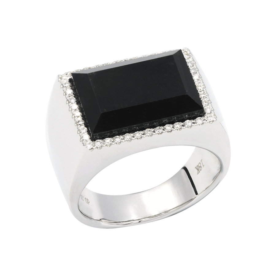 Black Jadeite Diamond Men Ring