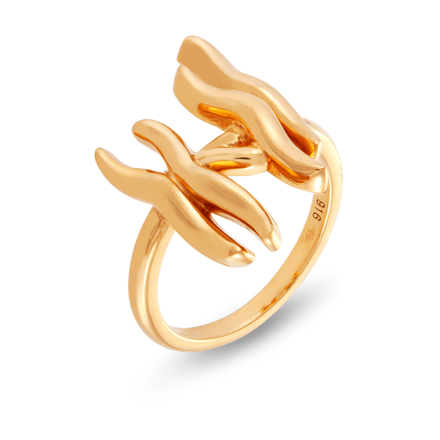 916 Gold Si Dian Jin Designer Series Endless Trickles Ring