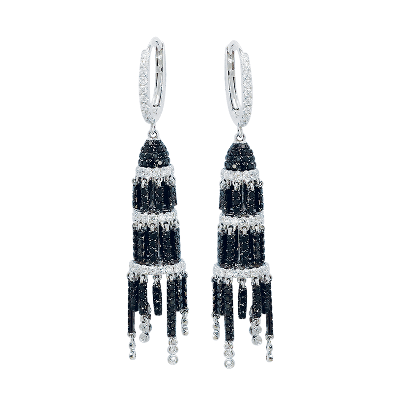 Ink Black Dangling Diamond Earrings On Cheong Jewellery