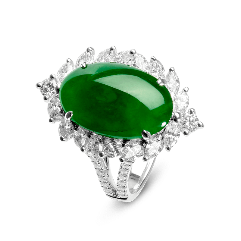 Blessed Affluence Jadeite Diamond Ring - On Cheong Jewellery