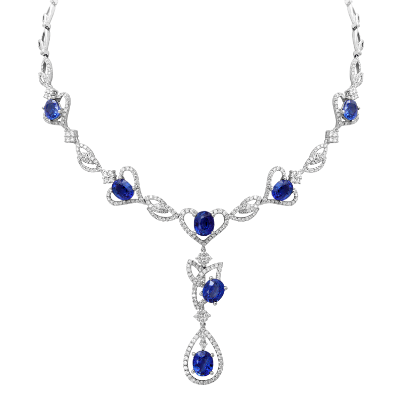 Blue Sapphire Diamond Necklace - On Cheong Jewellery