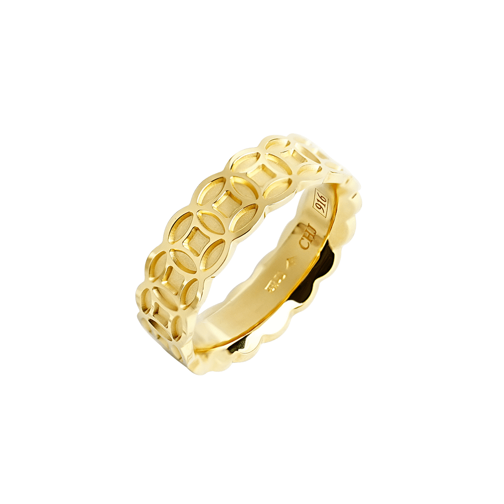 Ancient Gold Coin 916 Gold Ring - On Cheong Jewellery
