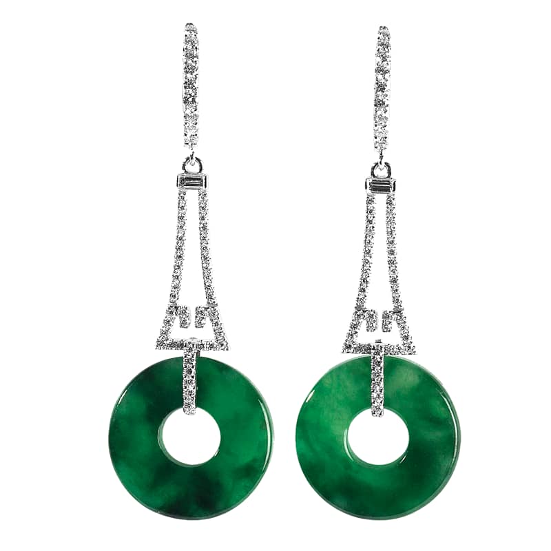 Jadeite Diamond Chandelier Earrings