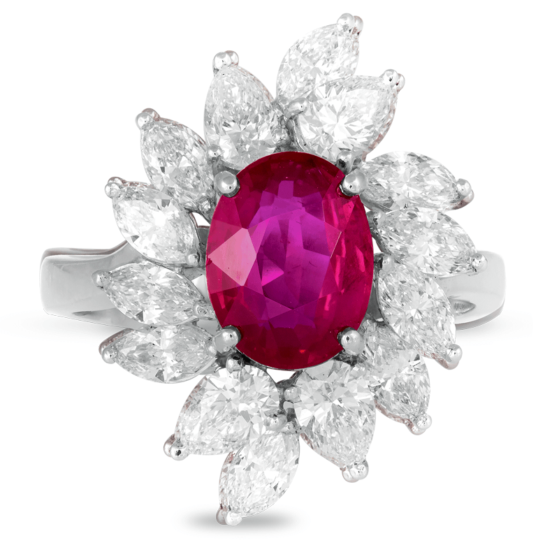 Floral Ruby Diamond Ring - On Cheong Jewellery