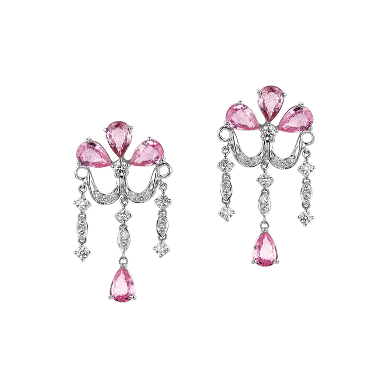 Chandelier Pink Sapphire Earrings - On Cheong Jewellery