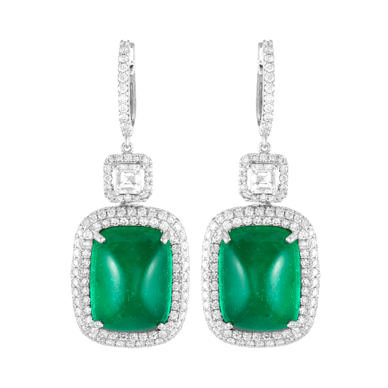 Emerald Diamond Earrings - On Cheong Jewellery
