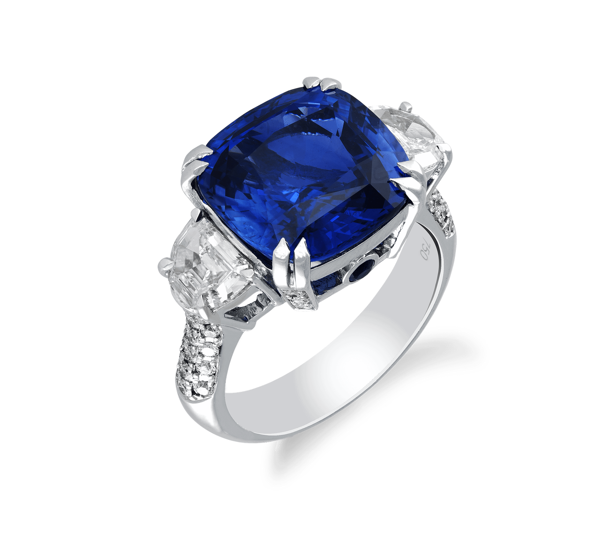 Cushion Blue Sapphire Diamond Ring I - On Cheong Jewellery