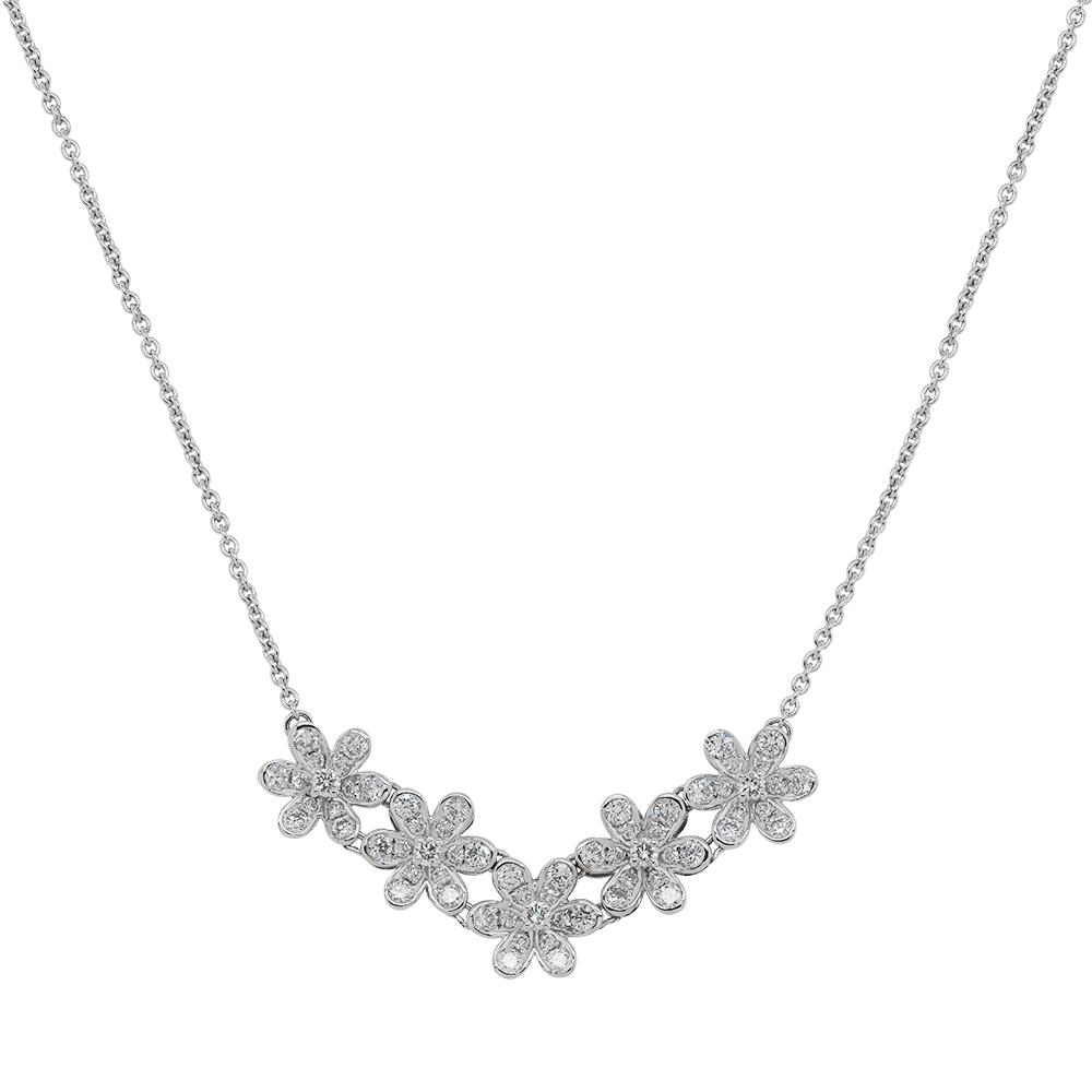 9ct White Gold Sapphire and Diamond Daisy Necklace – BURLINGTON
