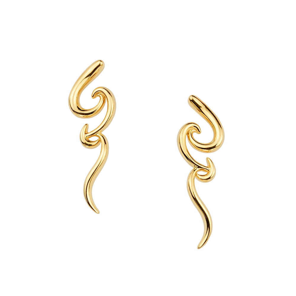 916 Gold Si Dian Jin Designer Series: Confluence Studded Earrings - On ...