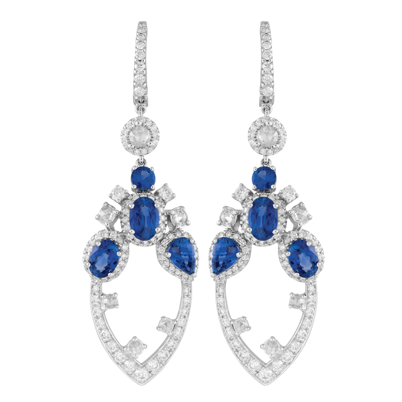 Blue Rhapsody Sapphire Diamond Earrings - On Cheong Jewellery