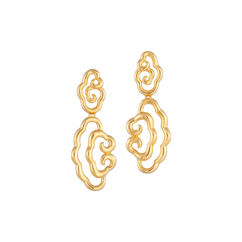 916 Gold Si Dian Jin Designer Series: Cumulus Dangling Earrings - On ...