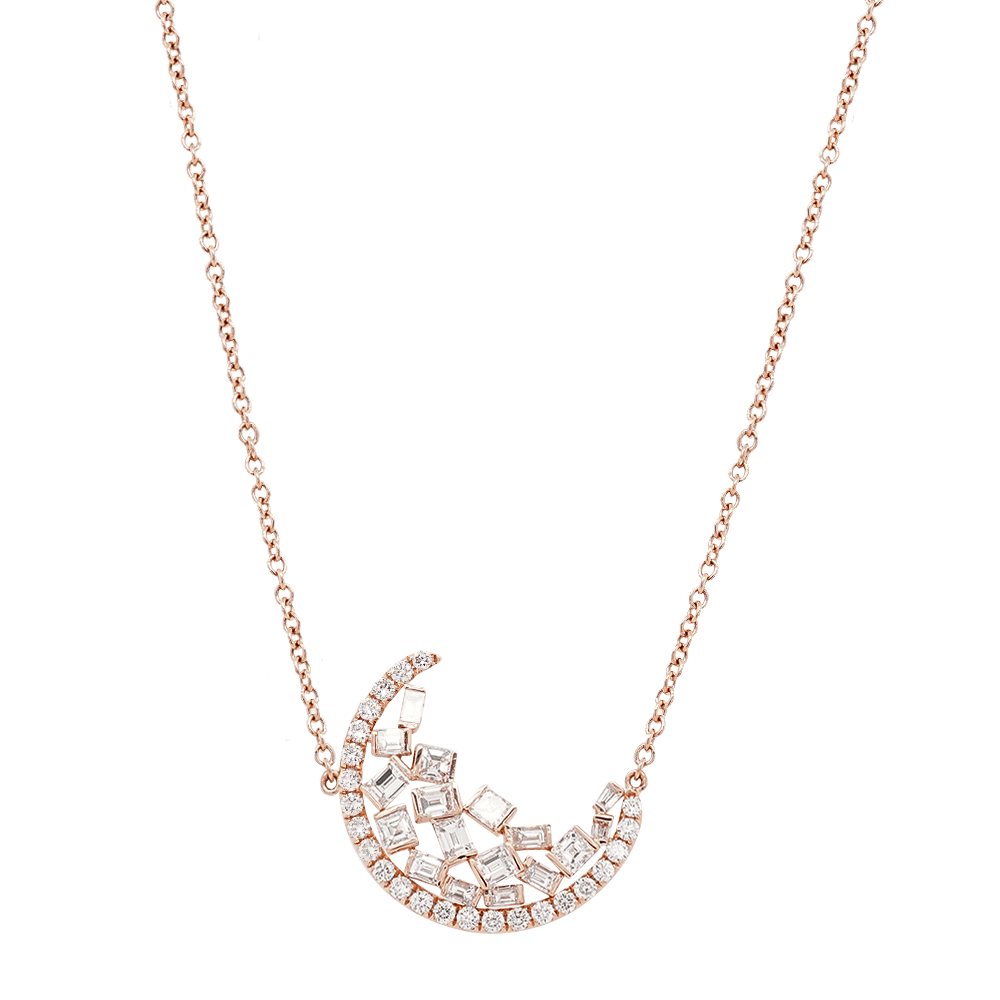 Gold and diamond hot sale moon necklace