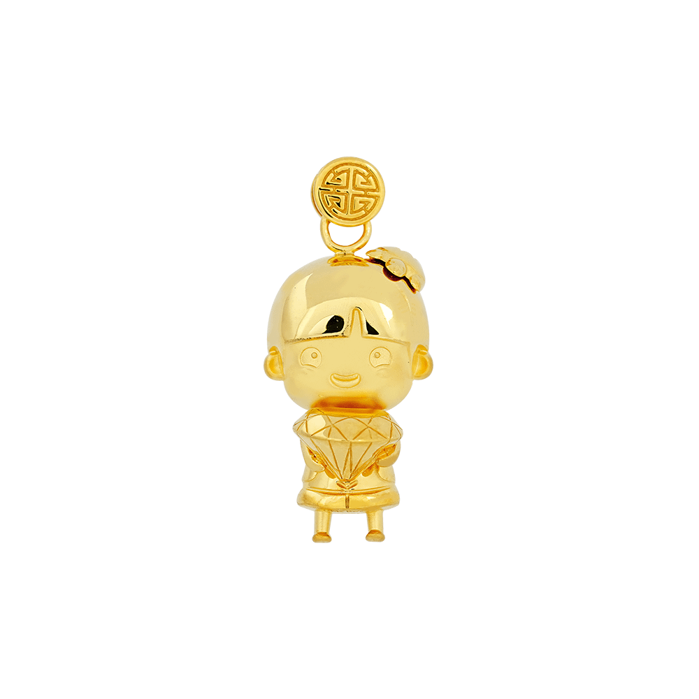 916 Gold Charm Collection – Ang Ku Kueh Boy (Gem) - On Cheong Jewellery