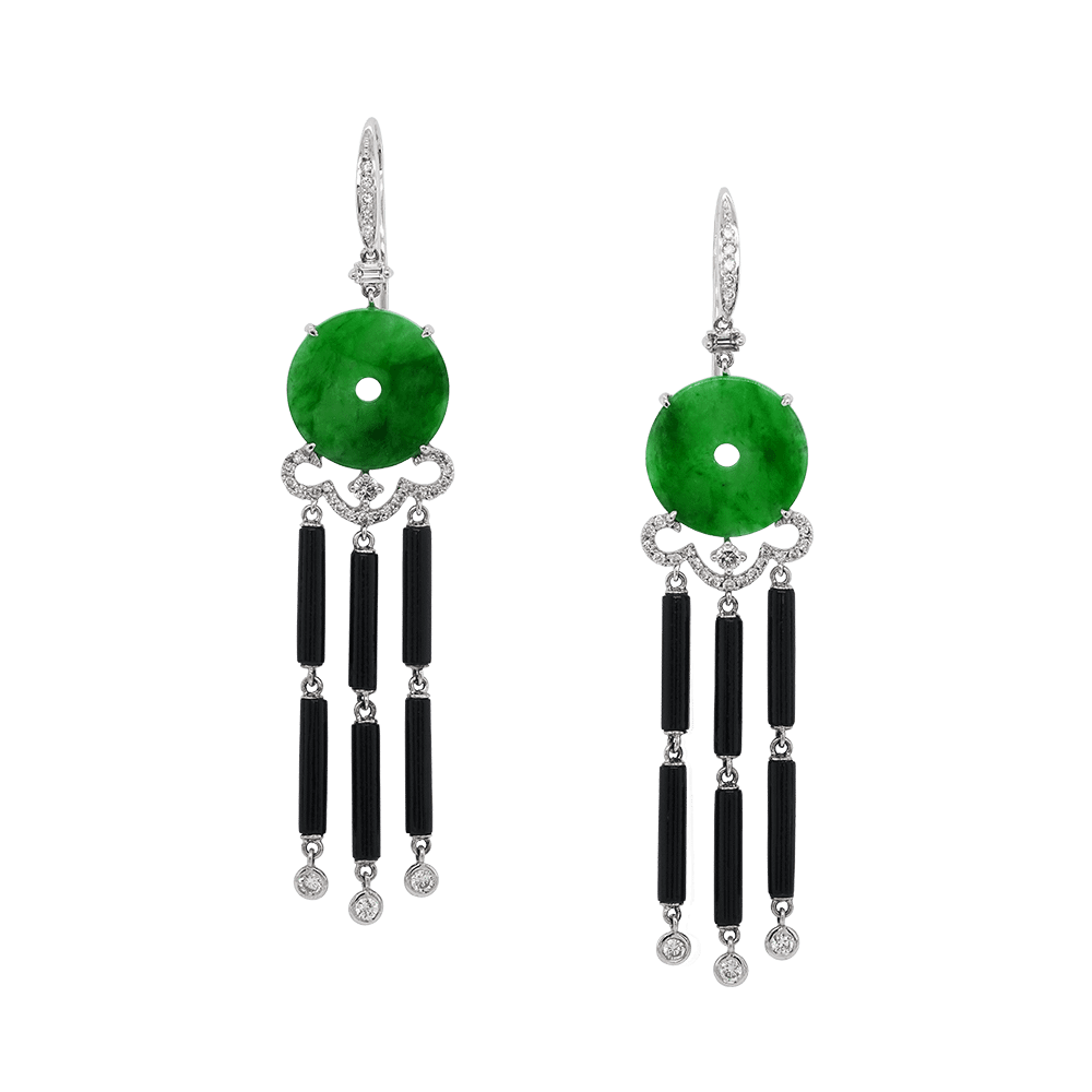 Infinite Blessings Jadeite Diamond Earrings JE70144 On Cheong Jewellery
