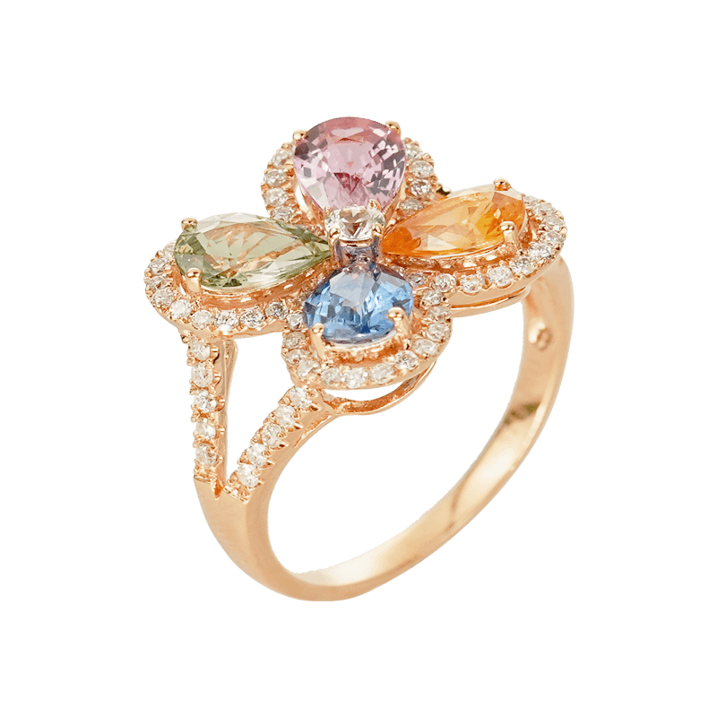 "Gazania" Colour Sapphire Diamond Ring On Cheong Jewellery