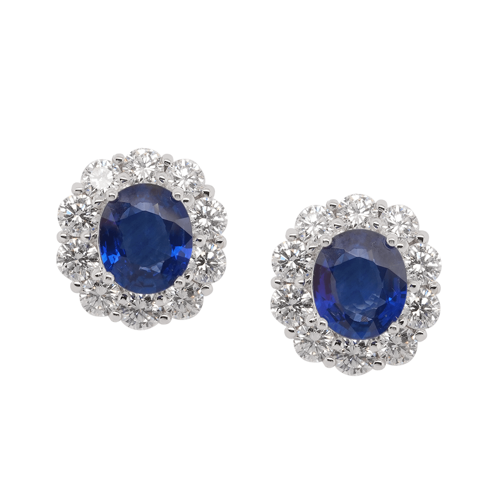 Royal Azure Sparkle Blue Sapphire Diamond Earrings - On Cheong Jewellery