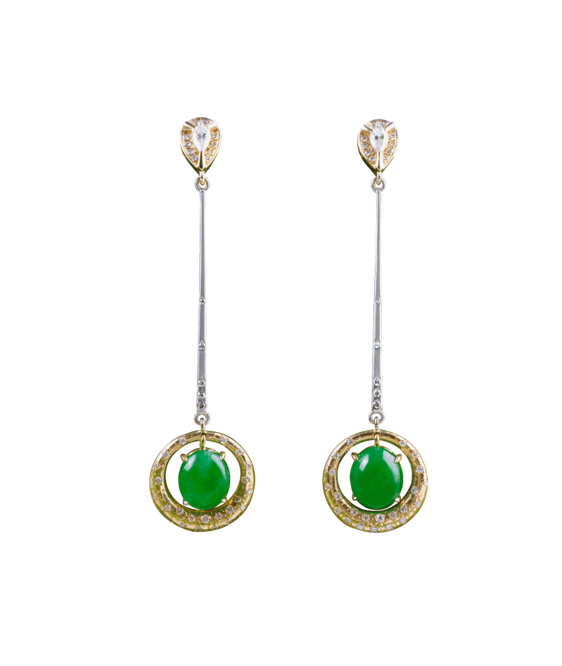 "Golden Beams" Diamond Jade Earrings On Cheong Jewellery