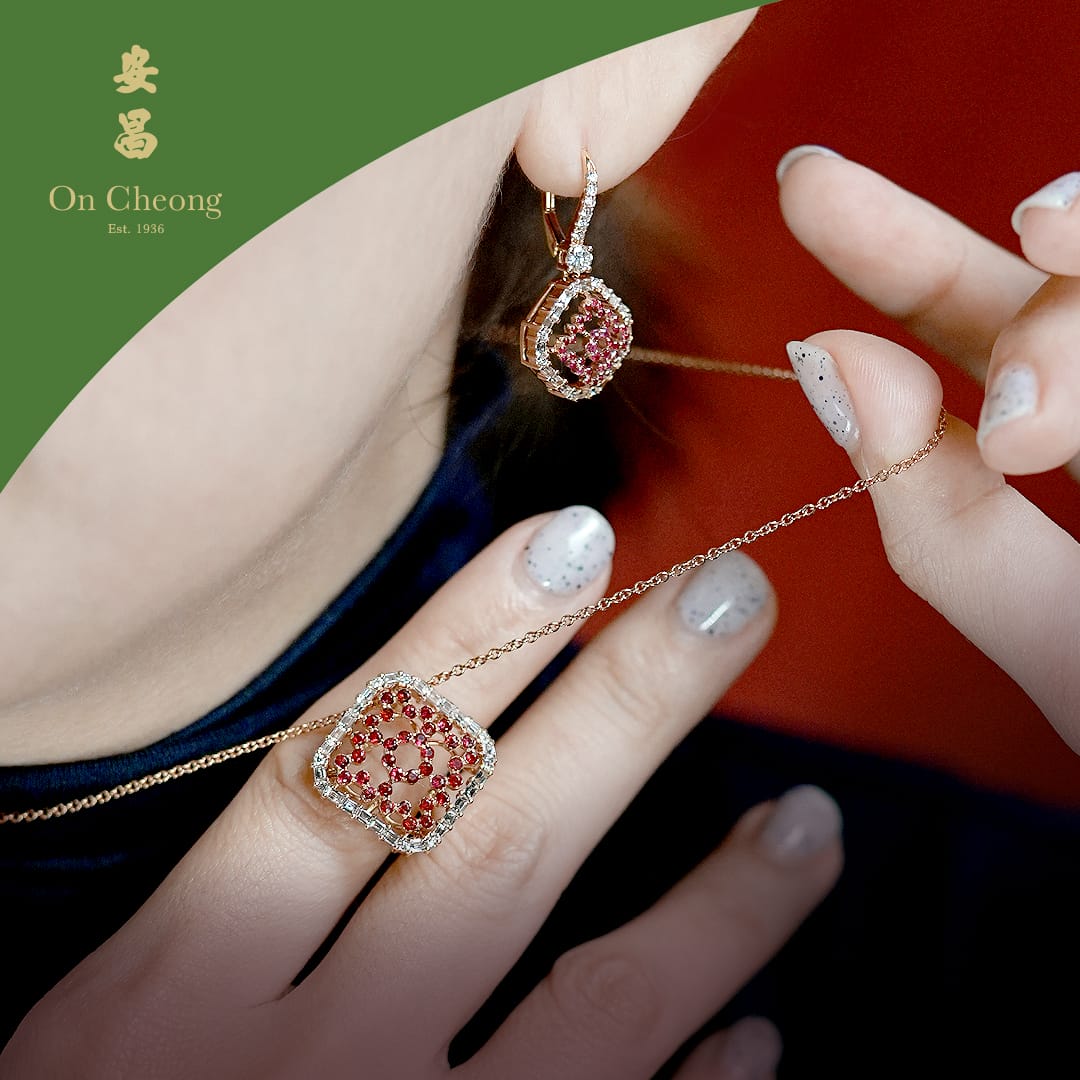 Peranakan earrings on cheong jewellery SG Singapore set
