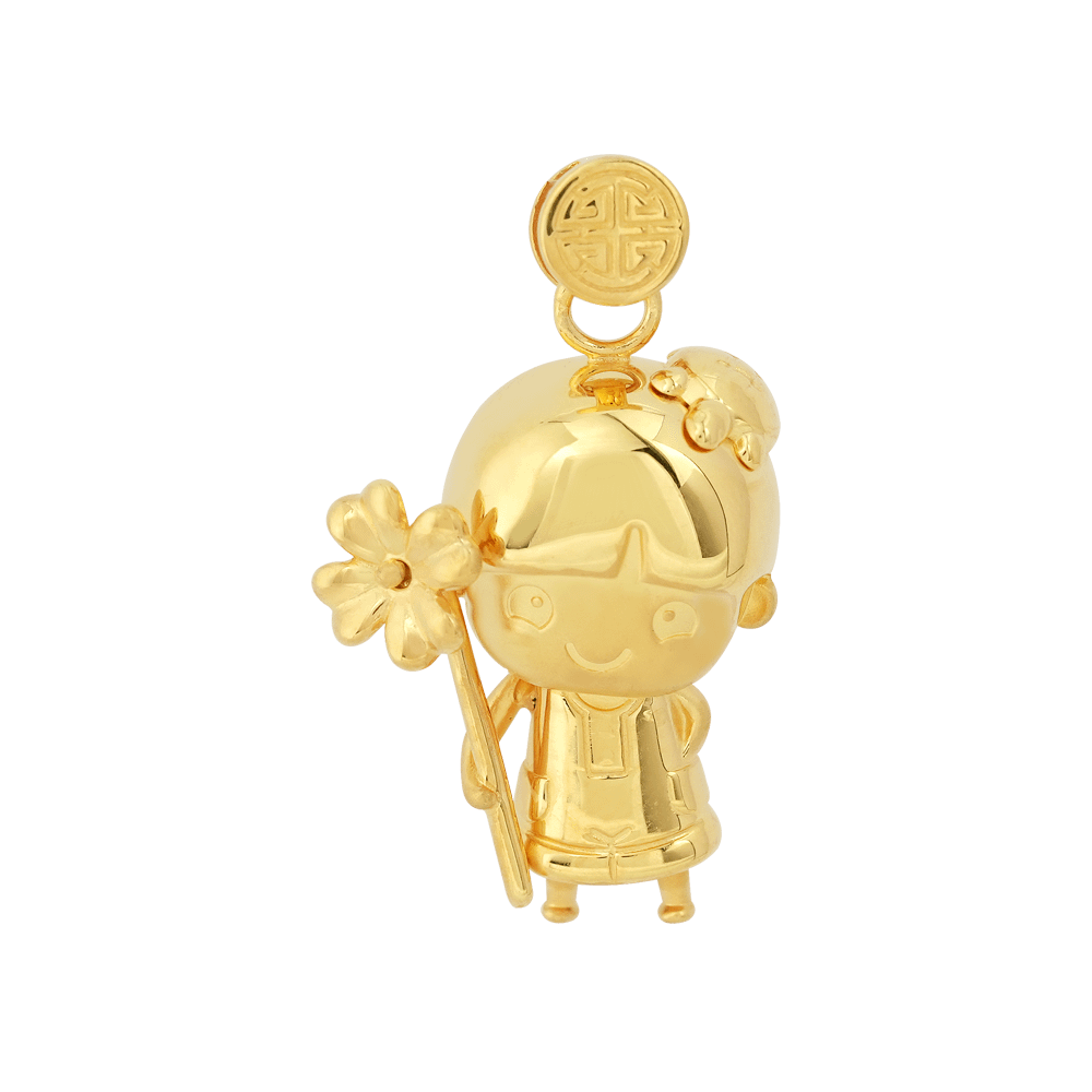 916 Gold Charm Collection – Ang Ku Kueh Boy (Four-Leaf Clover)
