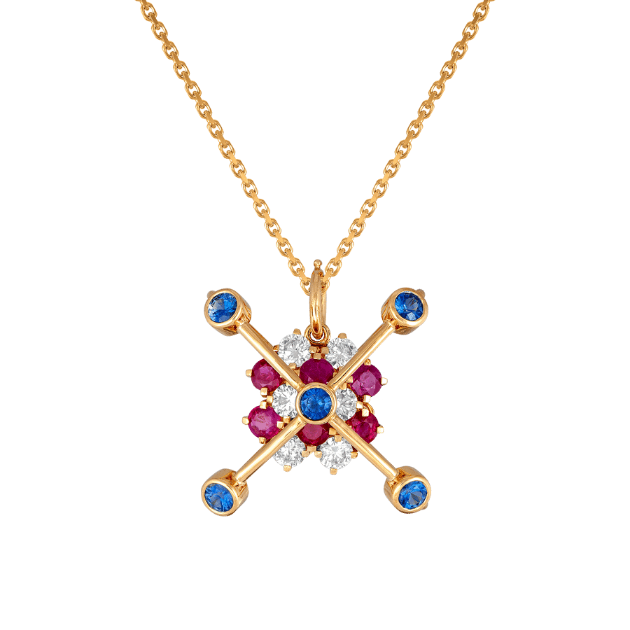 SJDA Designs 2018: Sapphire Ruby Diamond Pendant