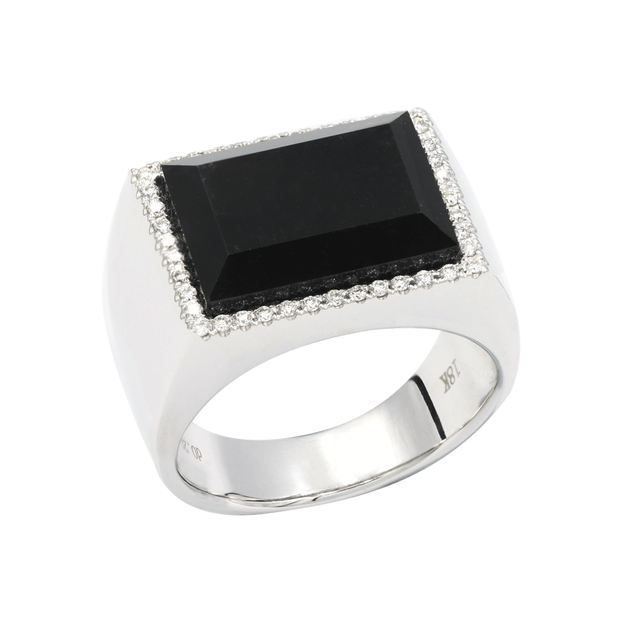 On Cheong Black Jadeite Diamond Men Ring Black Jadeite Diamond Men Ring