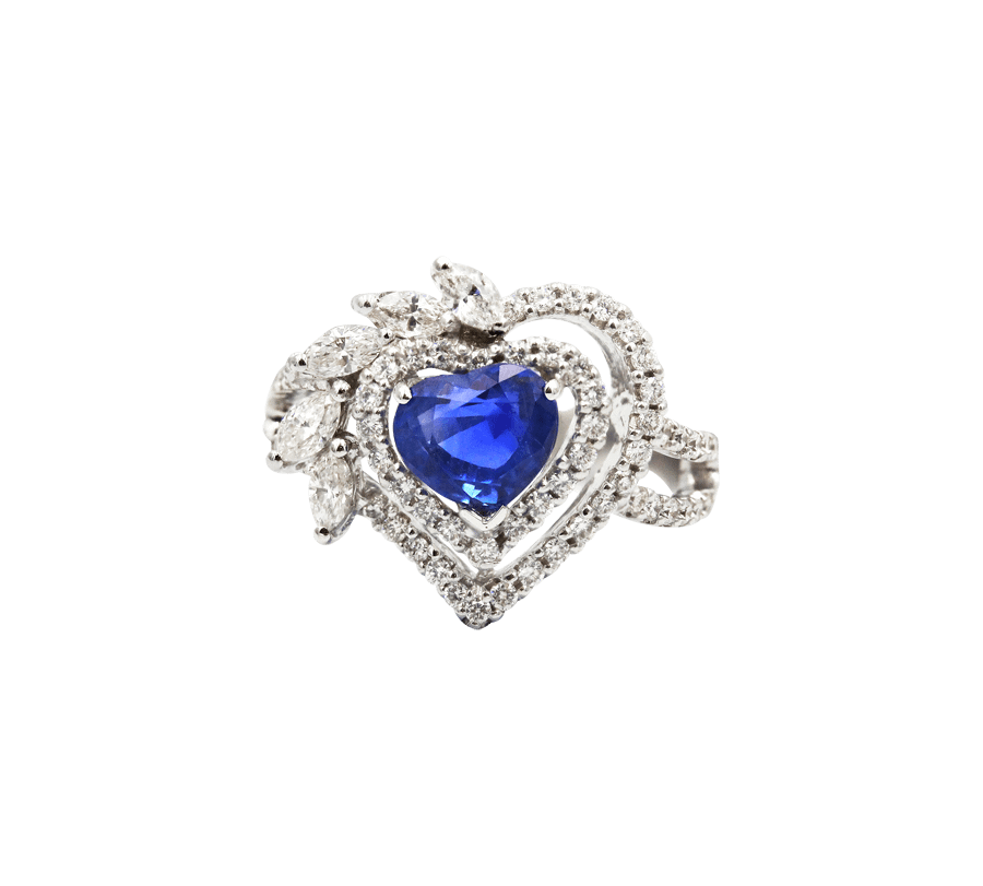 "Aeluuin" Heart Sapphire Diamond Ring