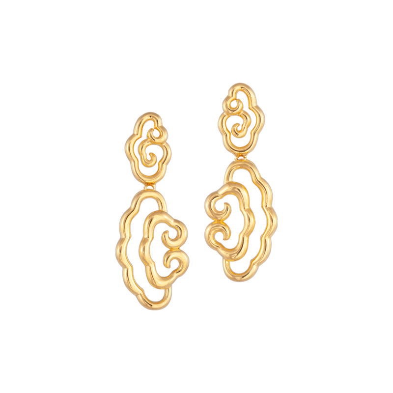 916 Gold Si Dian Jin Designer Series: Cumulus Dangling Earrings