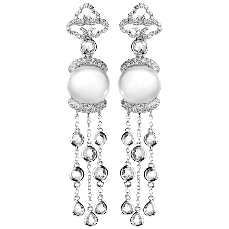 "Enchantment" Ice Jadeite Diamond Earrings