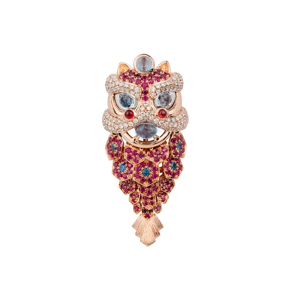 设计师系列之鱼狮禄兽II吊坠 (红宝石 . 蓝宝石)