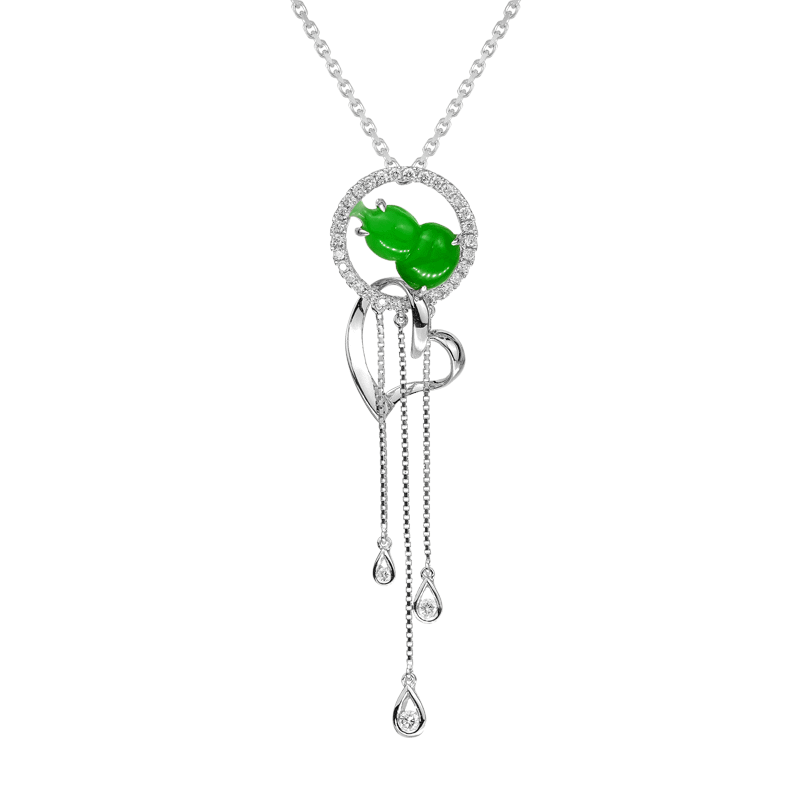 "Lucky Gourd” Jadeite Diamond Pendant