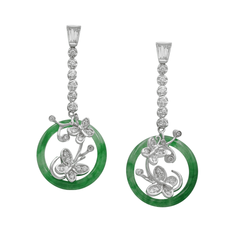 Butterfly Jadeite Diamond Earrings
