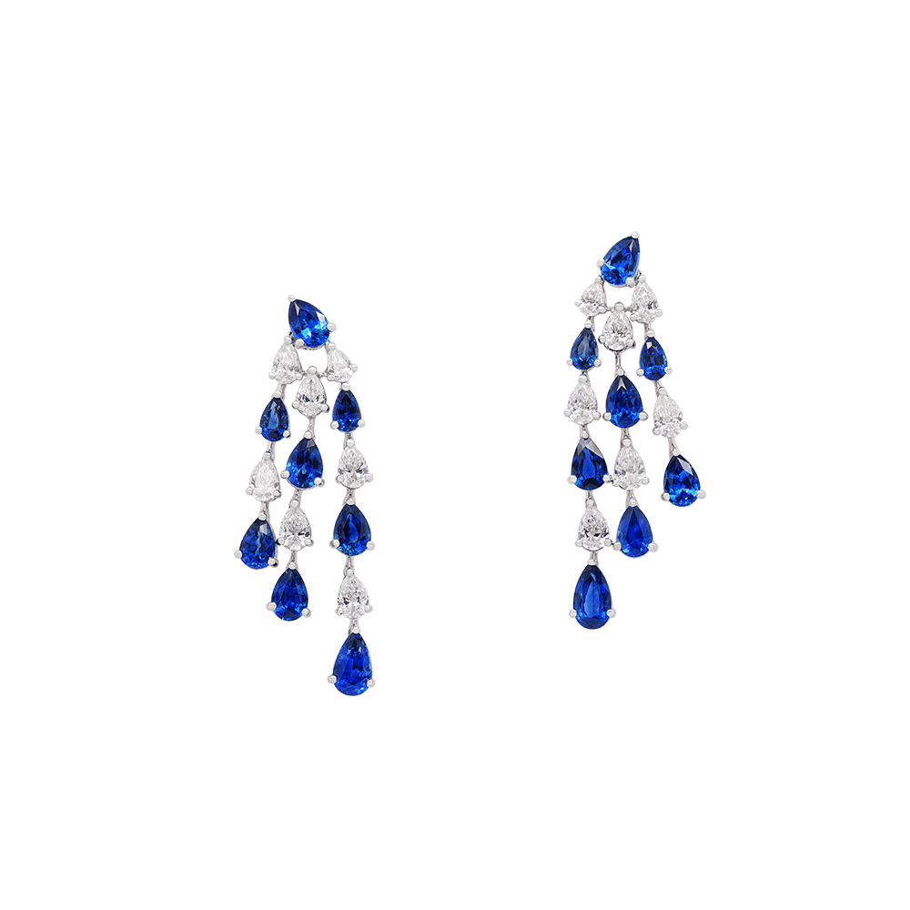 Sapphire Sonata Diamond Dangling Earrings