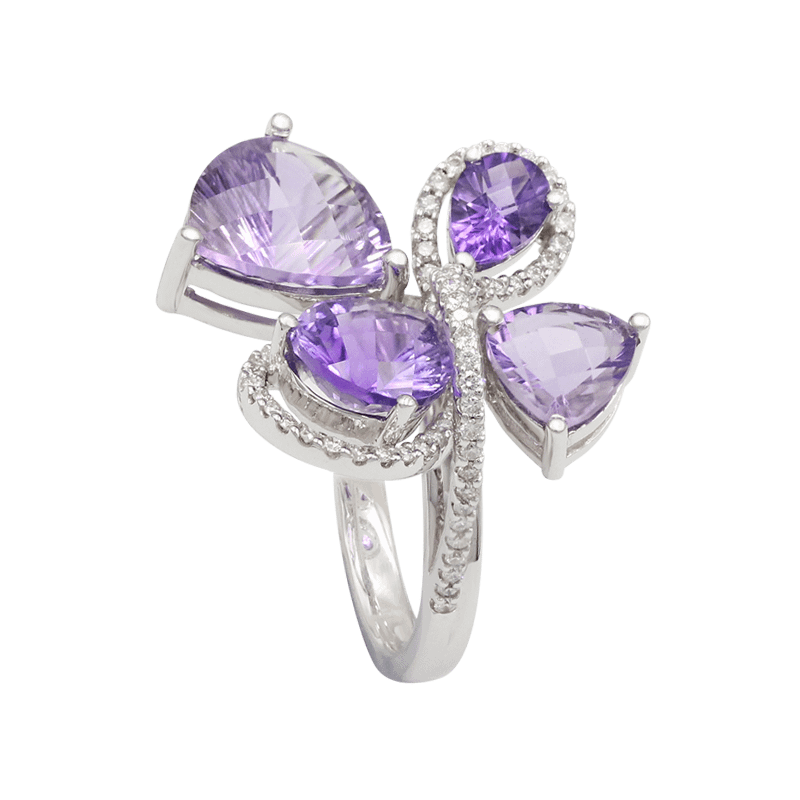 "Malva" Amethyst Diamond White Gold Ring