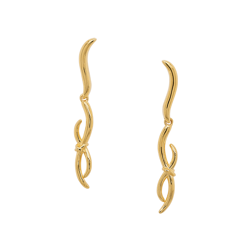 916 Gold Si Dian Jin Designer Series: Donum Amoris Studded Dangling Earrings